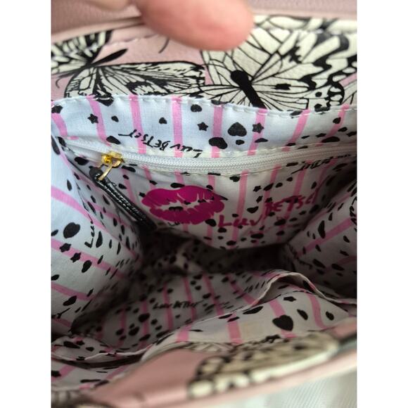 Luv Betsey by Betsey Johnson Pink & Black Butterfly Mini Backpack Gold Accents - Picture 11 of 11
